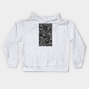 Black and White Stargazer Lily Flowers Line Drawing Kids Hoodie